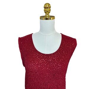 Klaxons Red‎ Jacquard Glitter Sleeveless Cocktail Dress 3XL D10019-B